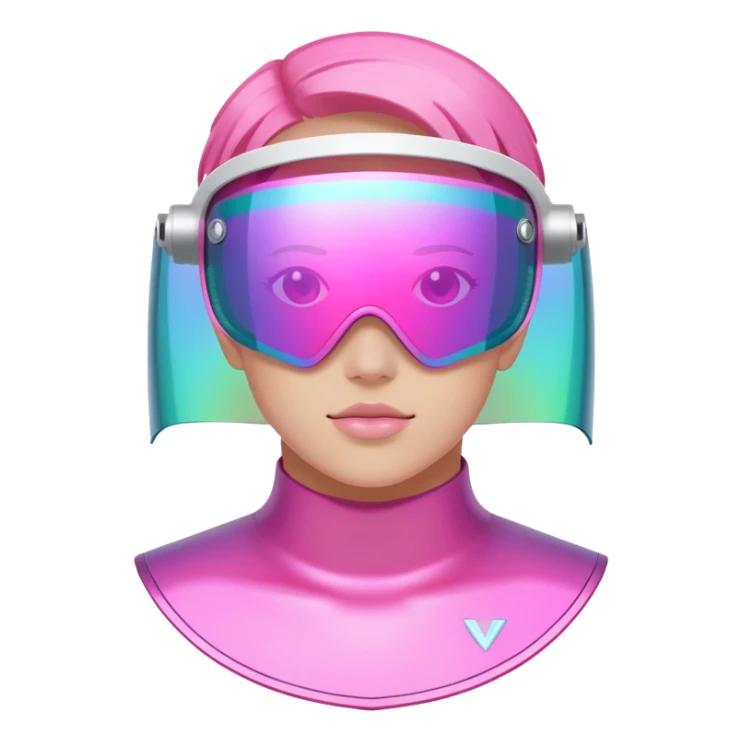 iridescent pink frameless shield visor, Y2K raver style, reflective one-piece lens sticker