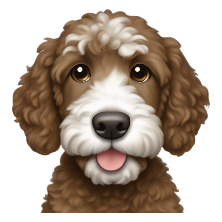 dark brown goldendoodle puppy whit nose and top of head sticker
