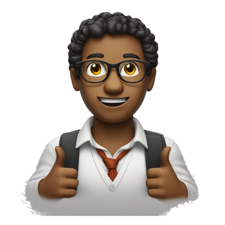 nerd with braces, finger hair and glasses with pointer finger pointing up sticker