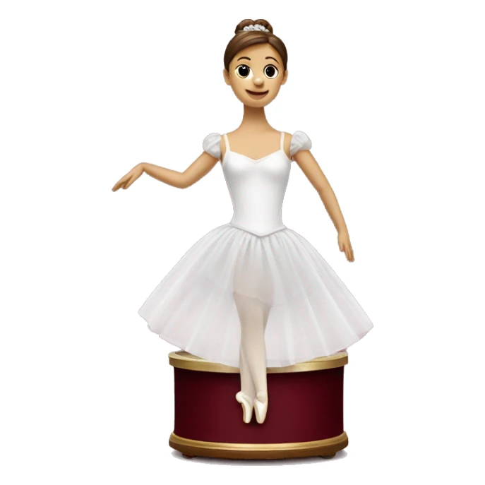 burgundy music box with white ballerina standing back sticker