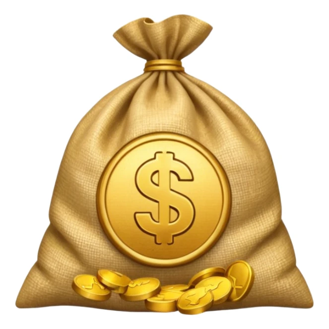 video play symbol beside a sack of money sticker