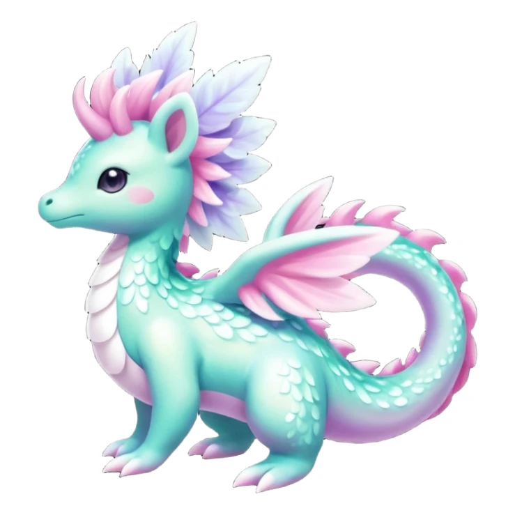 Shiny Sparkly beautiful gorgeous ethereal Scaley Exotic Shaymin-Aurorus-Dragonair-Fakémon-hybrid-creature (full body) sticker