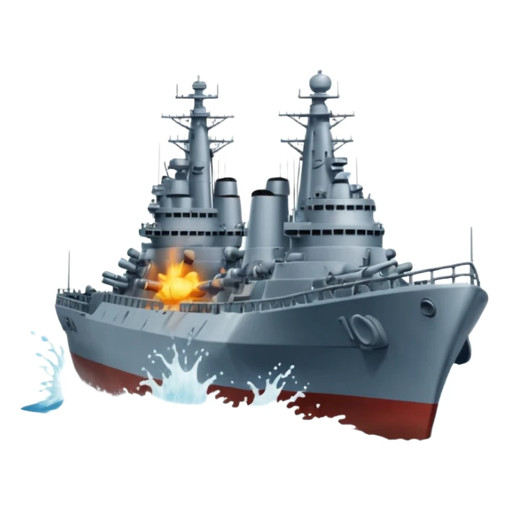 two battleships in a collision, water splashing, animated faces sticker