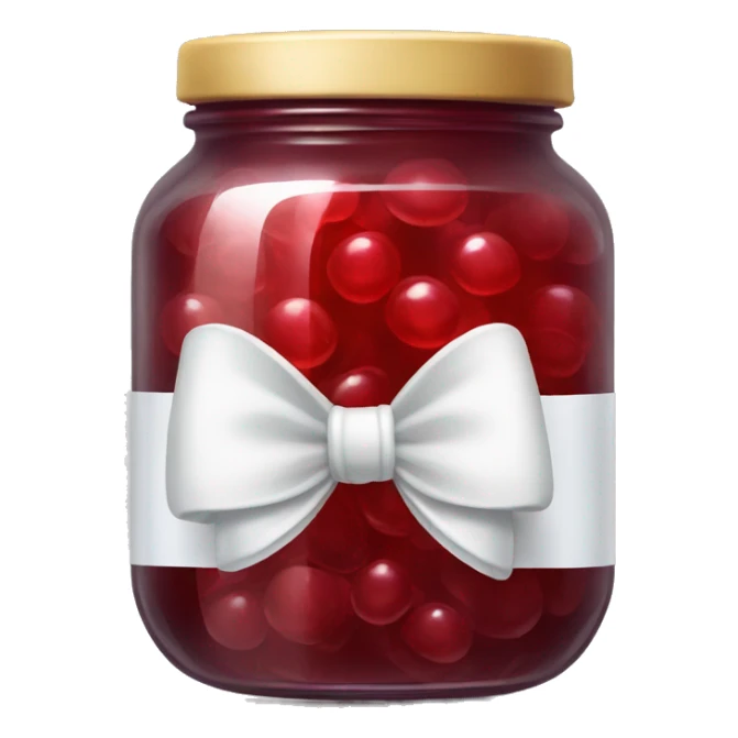 Jar of red jelly with a white bow on it  sticker