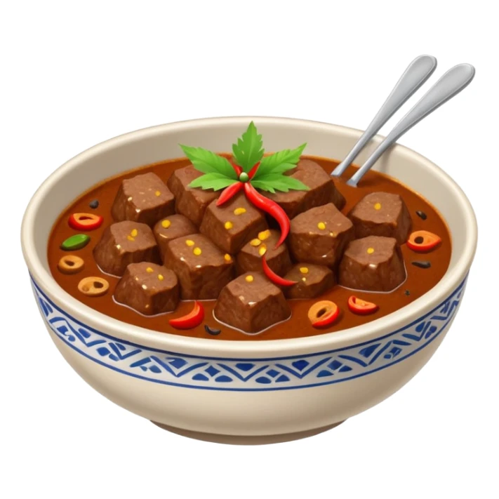 a bowl of beef rendang sticker