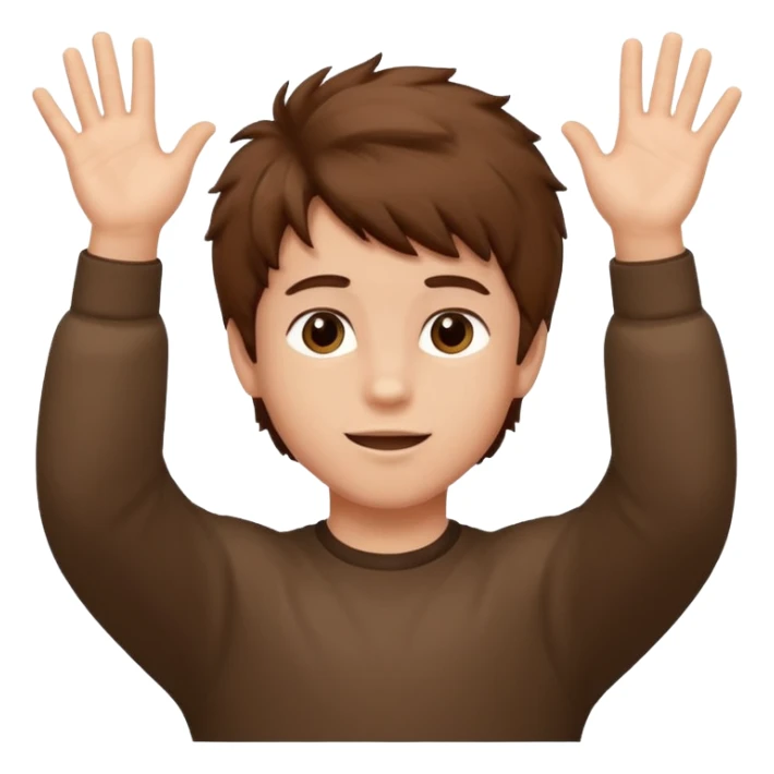 boy with fluffy hair moving hands up and down sticker