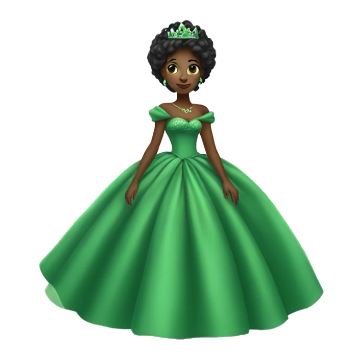 Black princess with green puffy dress sticker