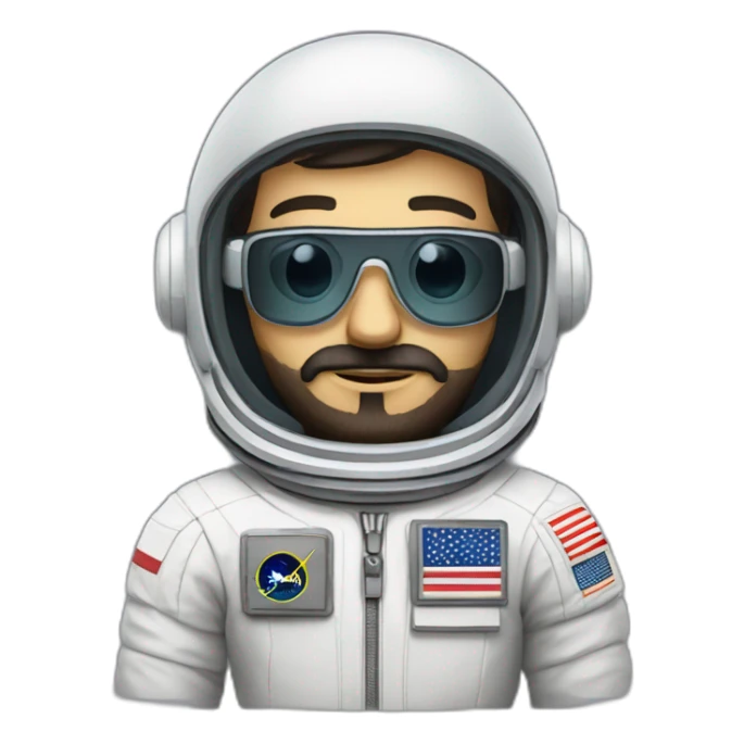 caucasian astronaut with black beard and white glasses sticker