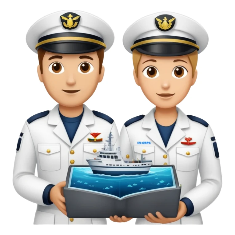 Marine geologists using sonar equipment to map ocean floor features from research vessel sticker