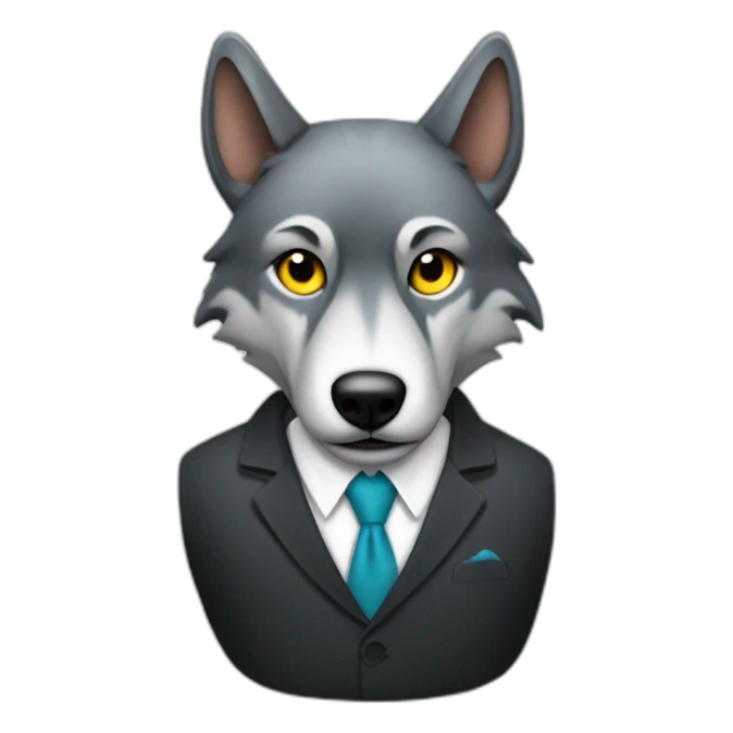 wolf with dollar sign as the eyes while wearing a suit sticker