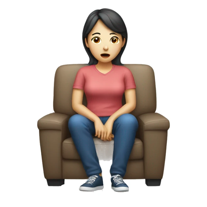 A Korean woman watching TV with a blank expression. sticker