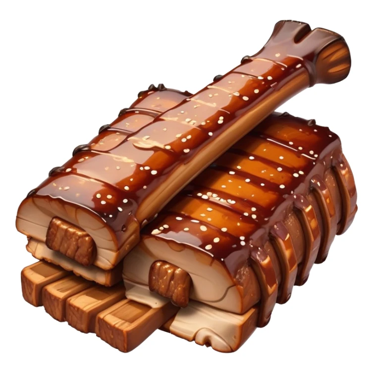 cinematic-realistic-barbeque-ribs-dish-emoji,-depicted-as-succulent,-slow-cooked-ribs-with-a-sticky-smoky-glaze-rendered-with-rich-textures-and-dynamic,-appetizing-lighting. sticker