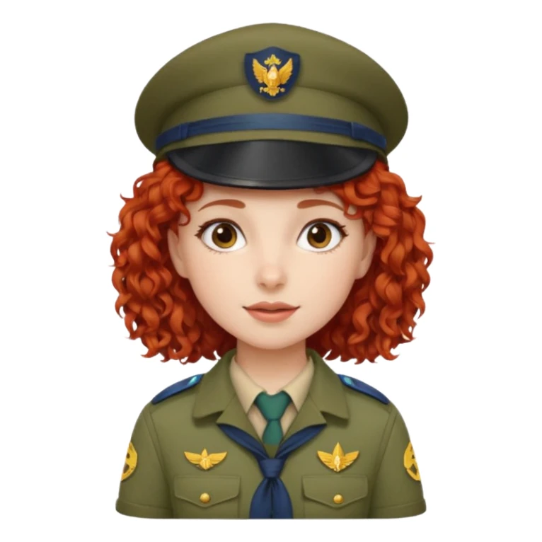 scout girl with red curly hair and uniform and hat sticker