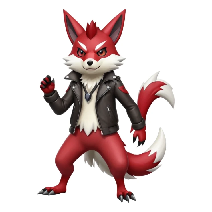 Shiny Red Anthro furry Zangoose-Obstagoon-Hybrid (full body) sticker