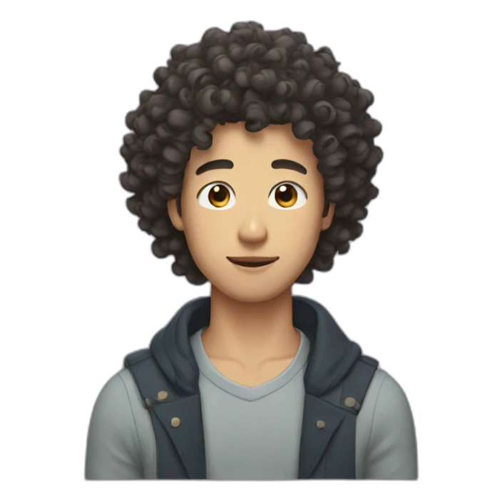 man with korean style curly hair sticker