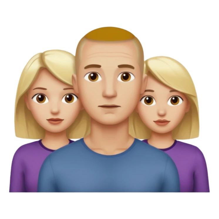 Two blonde women and a man with skin head  sticker