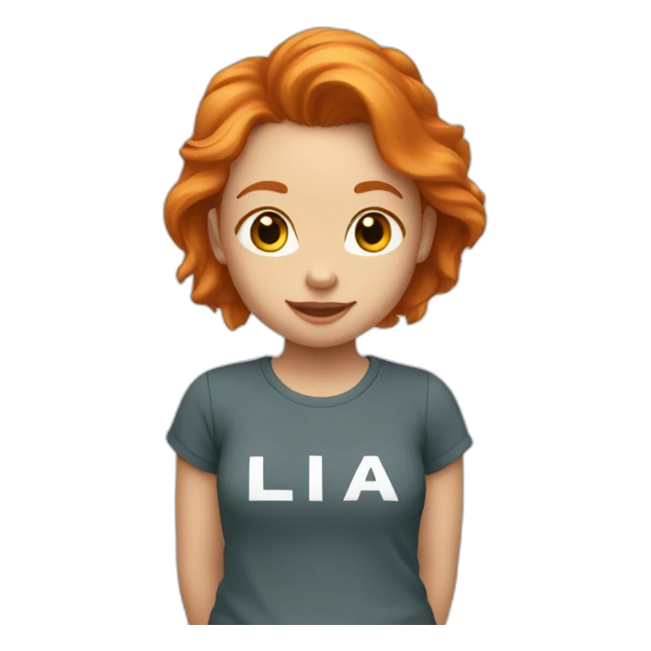 ginger girl with a tshirt that says ,,lia‘‘ sticker
