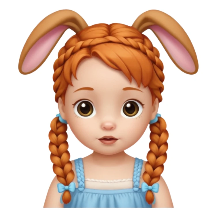 bunny ear accessory wearing baby ginger braided hair sticker