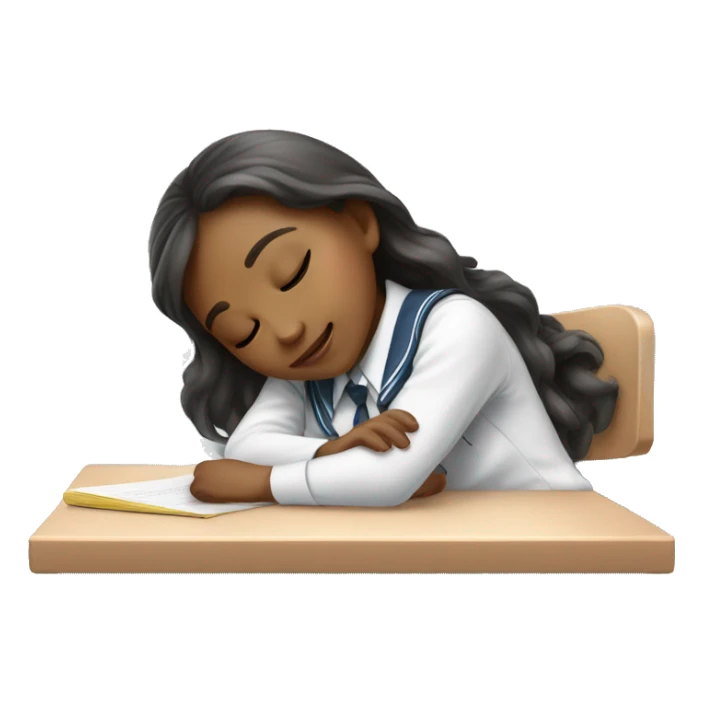 angelic school girl sleeping on desk in uniform sticker