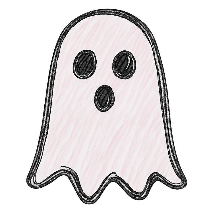 hand drawn outlined icon of a pink ghost, no fill sticker