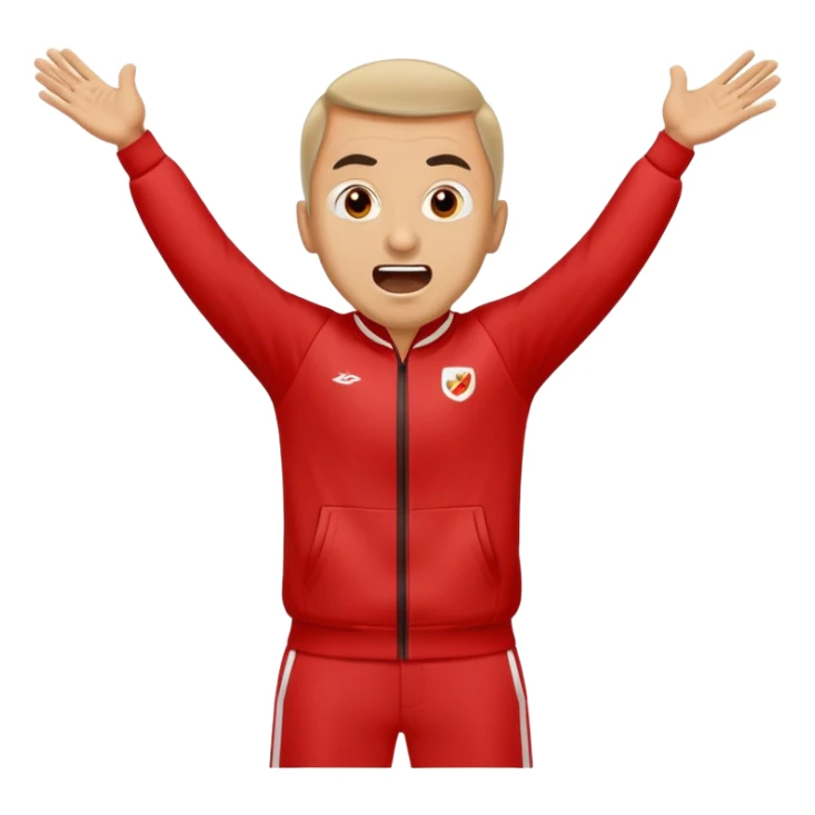 Recep İvedik in his iconic stance with arms spread wide, wearing red tracksuit, shouting with exaggerated expression sticker