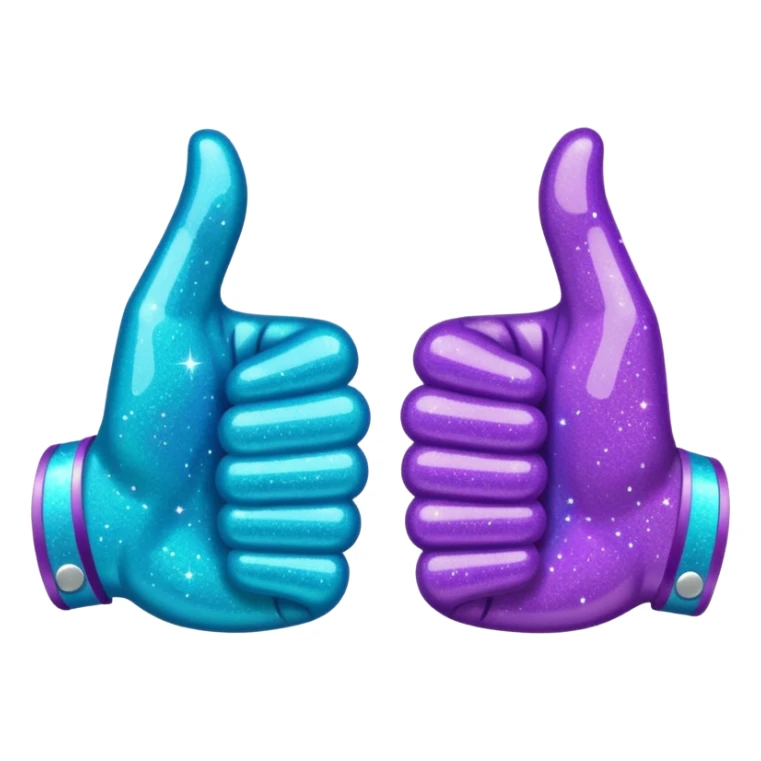 Glitter purple and cian thumbs up sticker