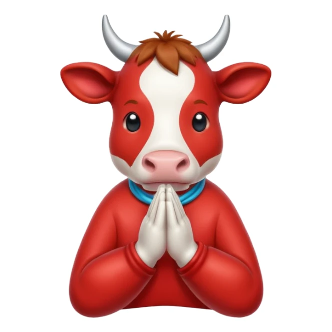 red cartoon cow hooves together in prayer sticker