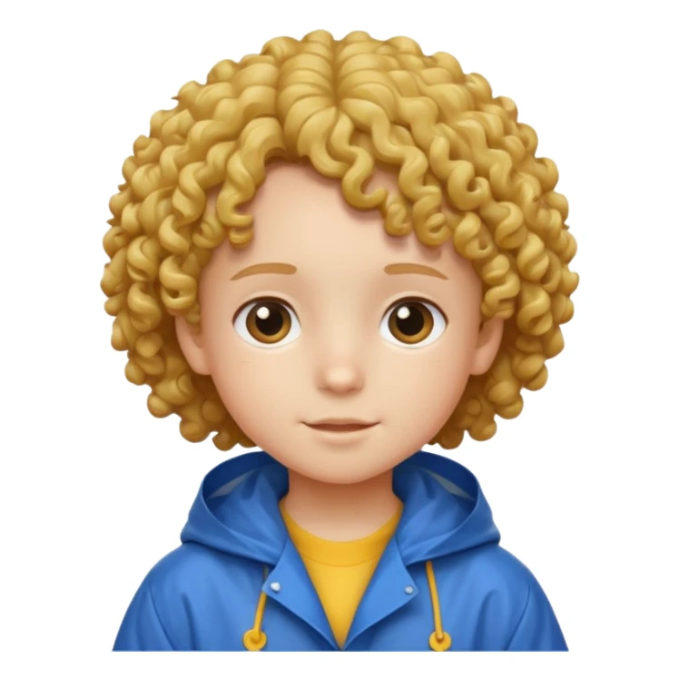 curly hair kid with raincoat sticker