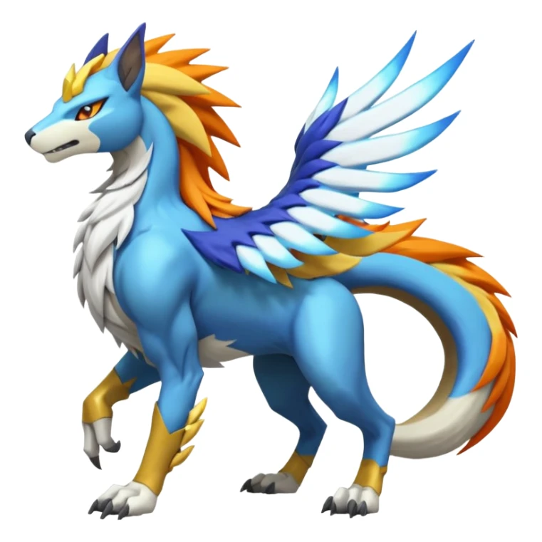 Colorful Meloetta-Manectric-Solgaleo-Raikou-Wargreymon-Sergal-Pokémon-Digimon-Fakémon-fusion-hybrid-creature sticker