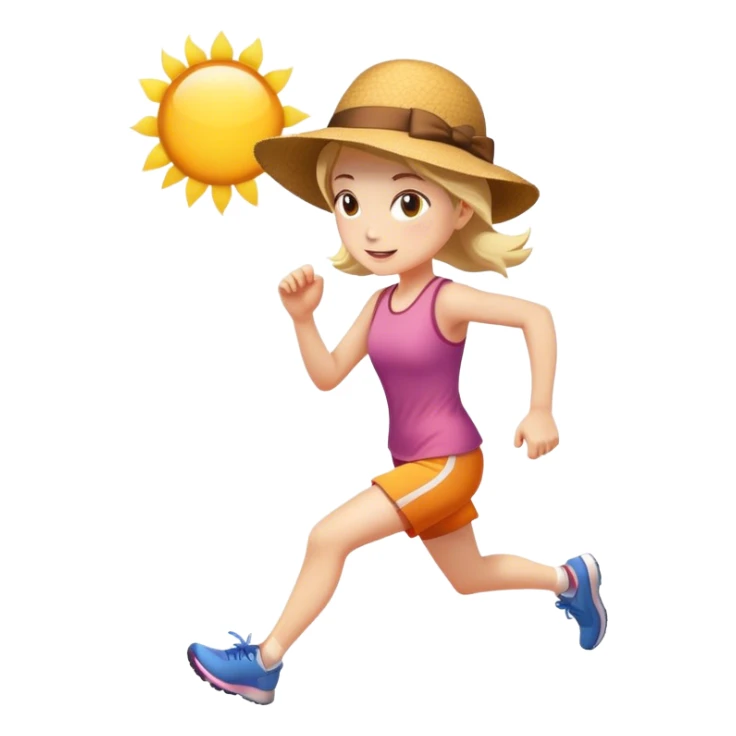 girl with hat on running with sunshine  sticker