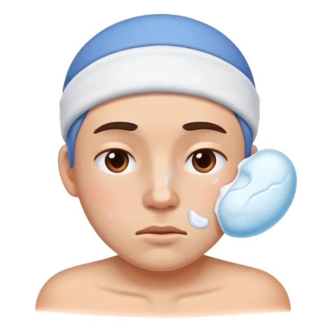 Face with one swollen cheek with ice pack applied to it sticker