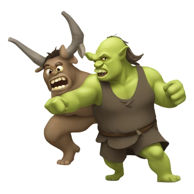 Ogre fighting a donkey sticker