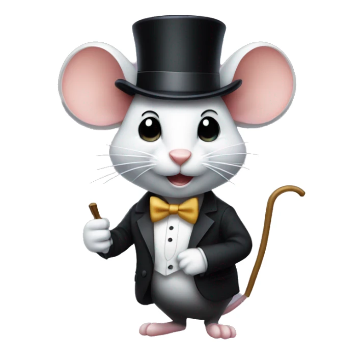 A mouse in a top hat, a tuxedo and with a cane in his hand sticker