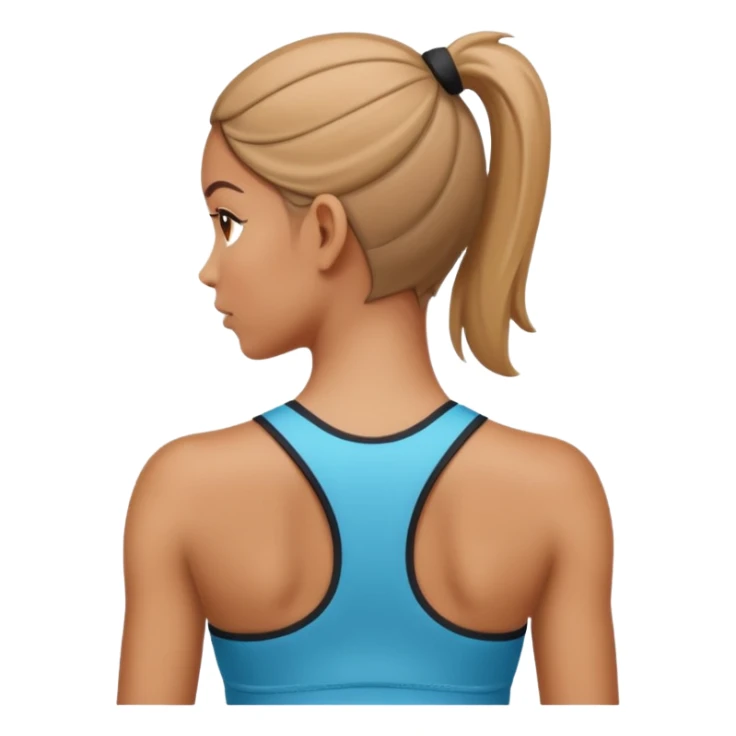 sporty woman cartoon emoji style back view sticker