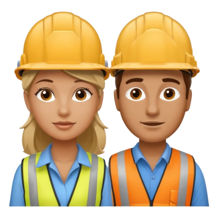 me haces una mujer y un hombre vestidos como constructores de obra sticker
