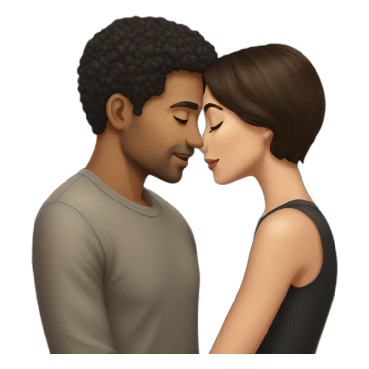 A mixed race man kissing a brunette sticker