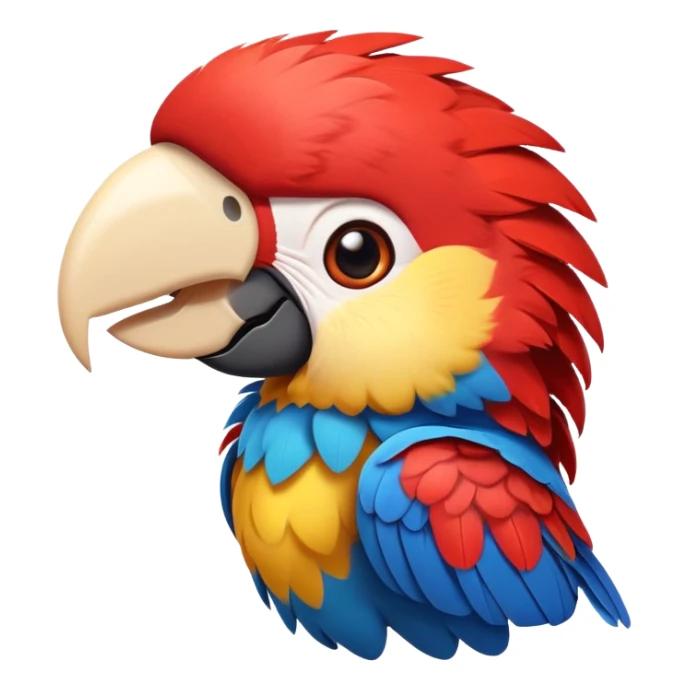 cinematic-cute-macaw-portrait-emoji,-head-tilted-playfully-and-inquisitively,-with-a-dazzling-red-plumage-and-round,-sparkling-eyes-filled-with-charm,-simplified-yet-irresistibly-adorable-features,-highly-detailed sticker