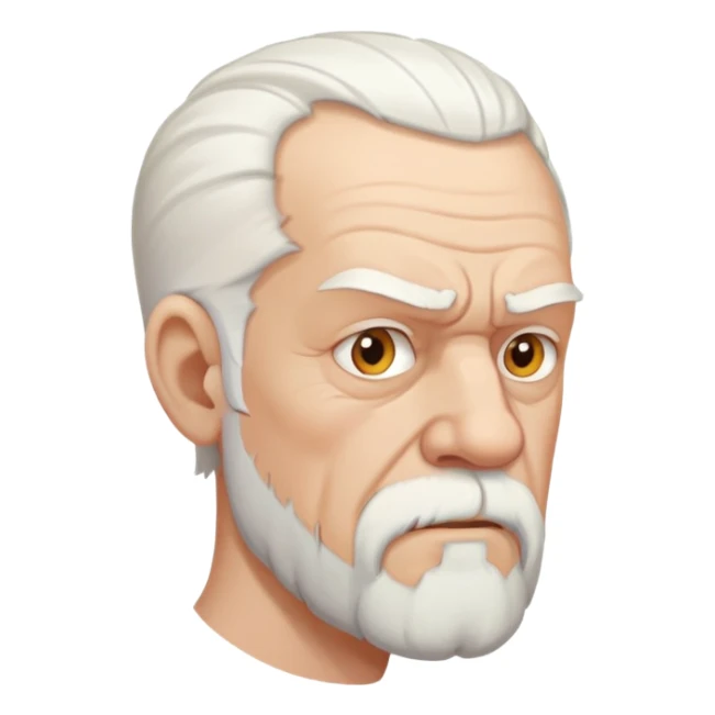 old angry man in profile view with white hair and goatee sticker