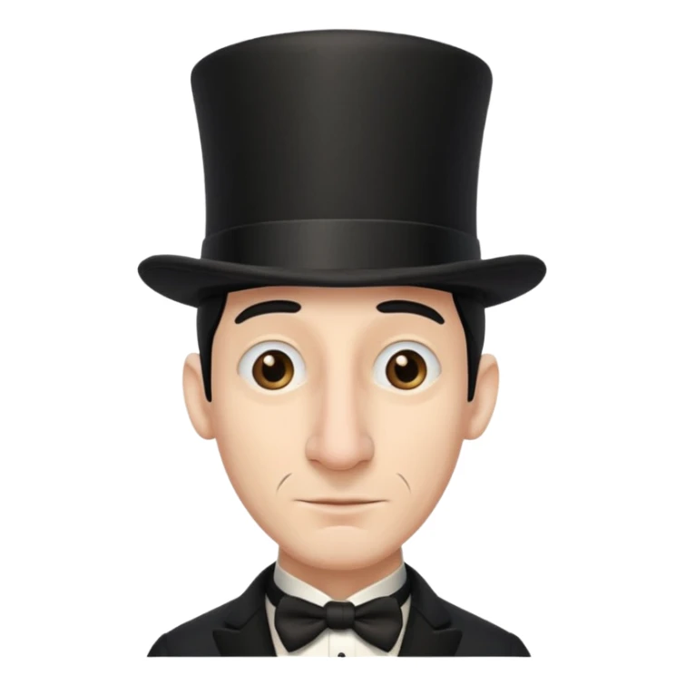 A man with a big nose and black top hat sticker