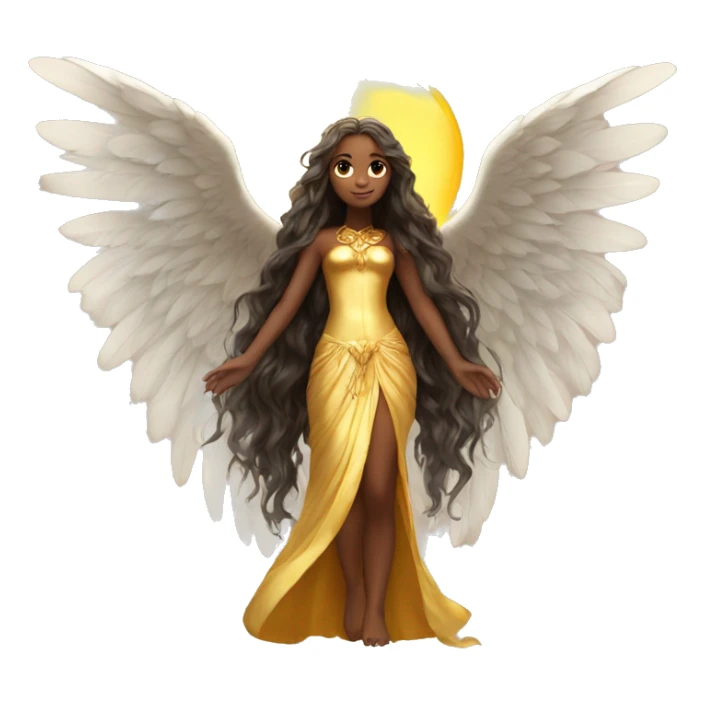 big wings, sun, gold, Beautiful, fairy, long hair sticker