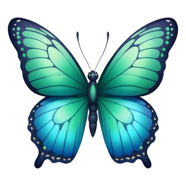butterfly with dark green wings with a gradient to light blue sticker