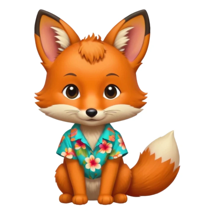baby fox with aloha shirt sticker