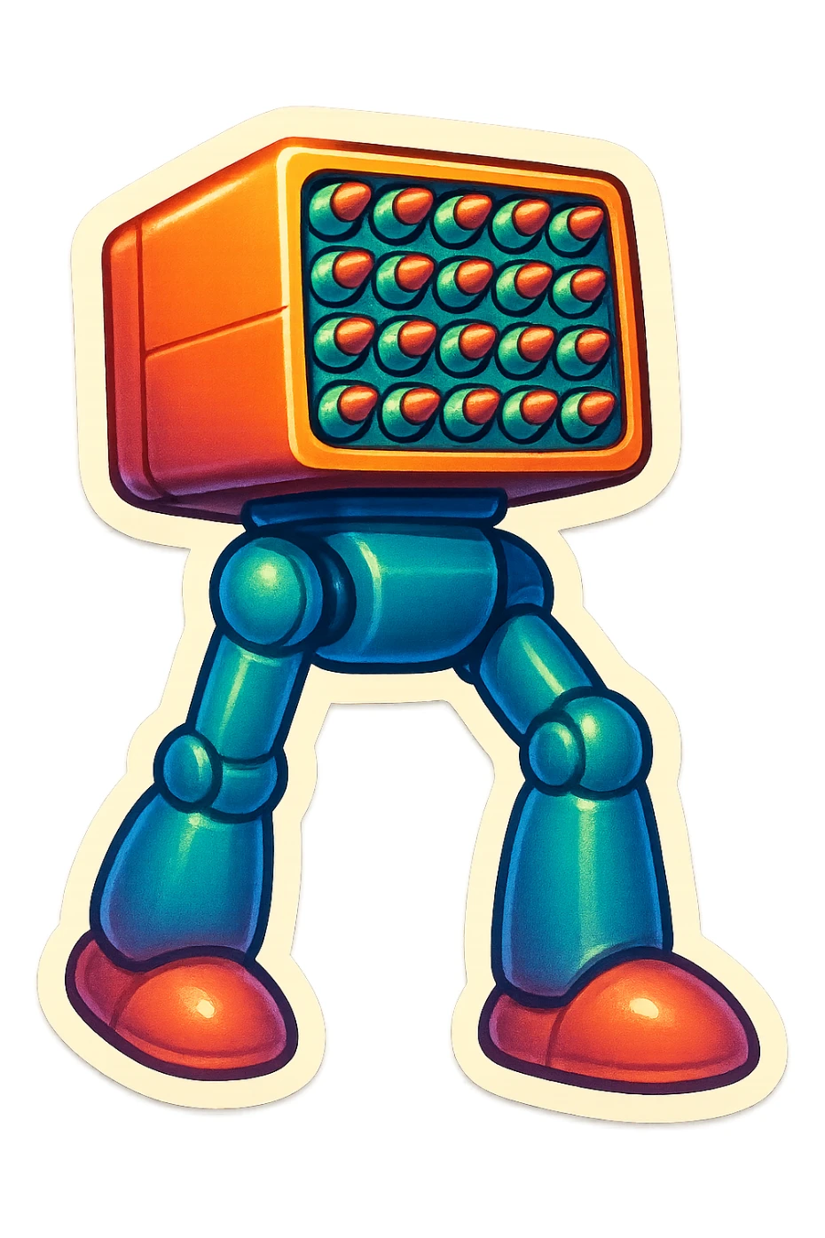 a 6x8 missile battery attached to robot legs sticker