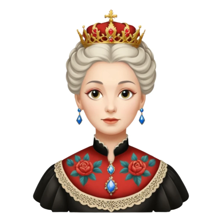 realistic cinematic Russian Empress Catherine the Great depicted with Victorian-style body tattoos sticker