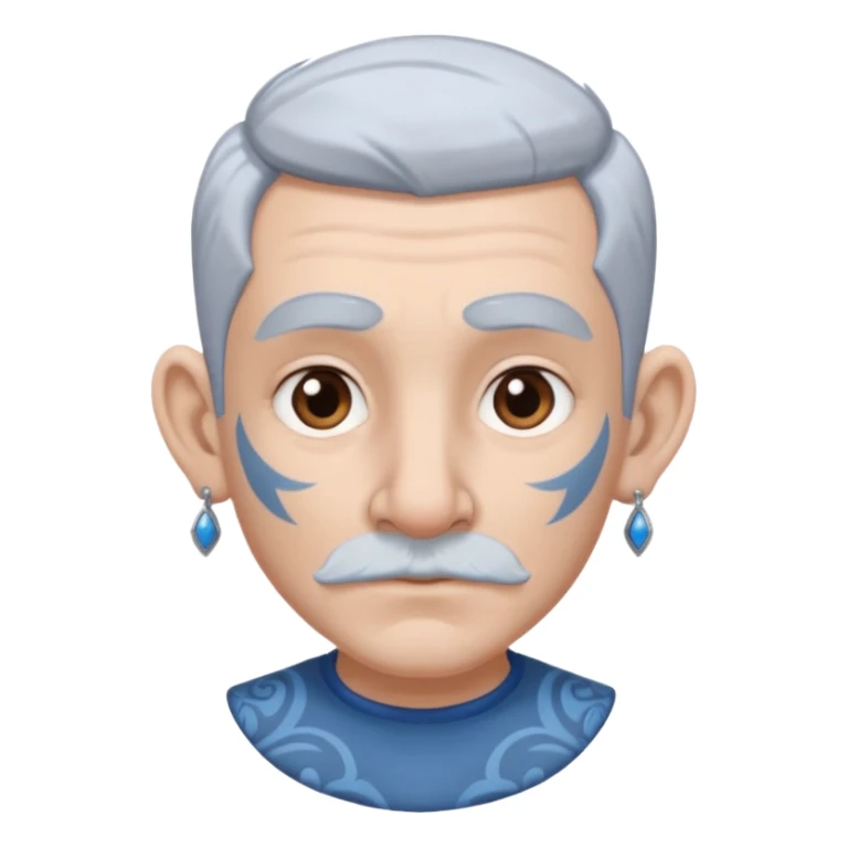 white-gray haired heavy blue tattooed big head accessory big nose mid size ear young sticker
