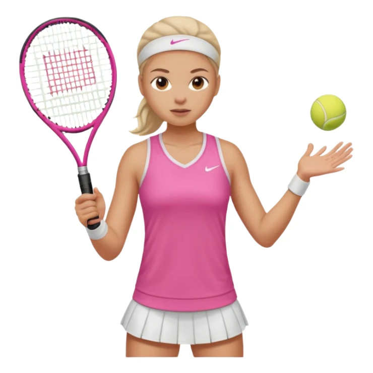 mujer tenista con parte de arriba rosa y de abajo blanca sticker