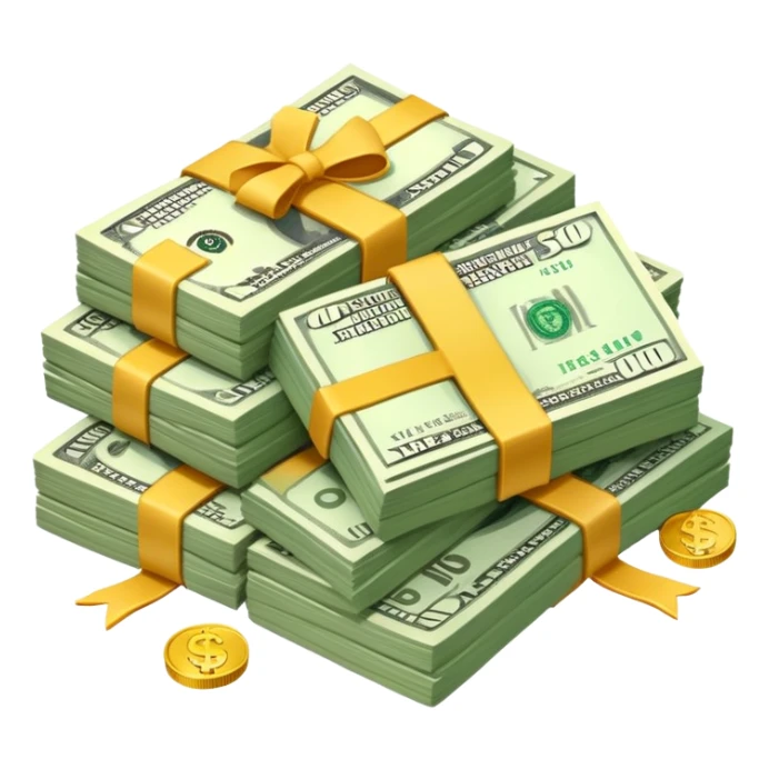 huge pile of money and cash sticker