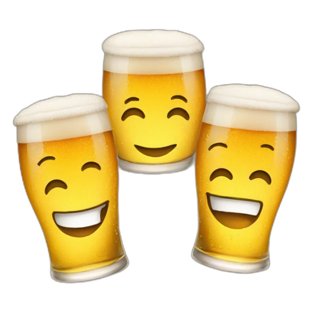 Three smiling glasses of beer emojis sticker