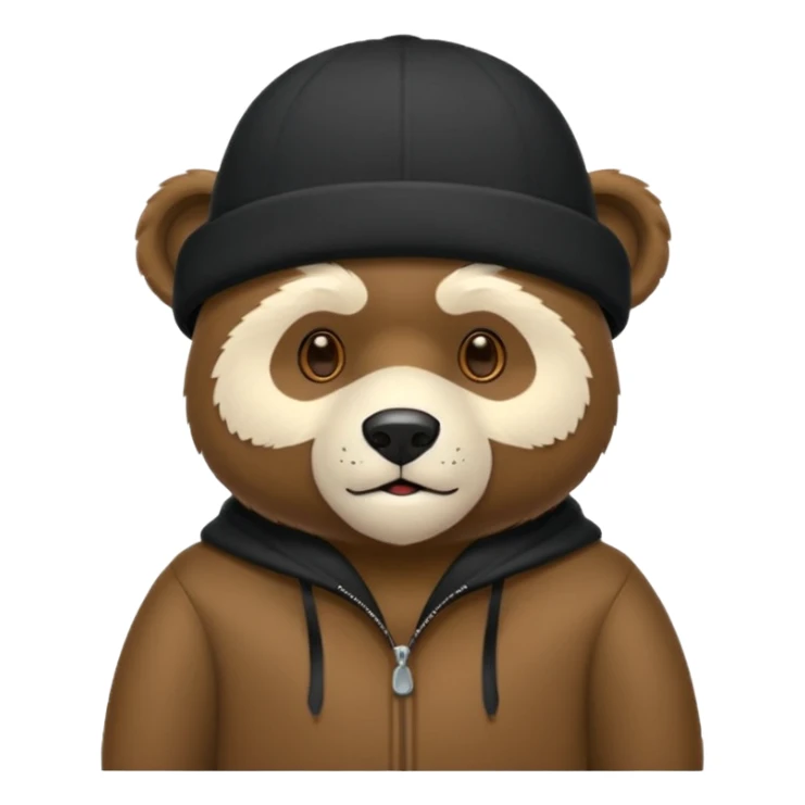 Un animatronico que es un oso con gorro elegante y moño negro sticker