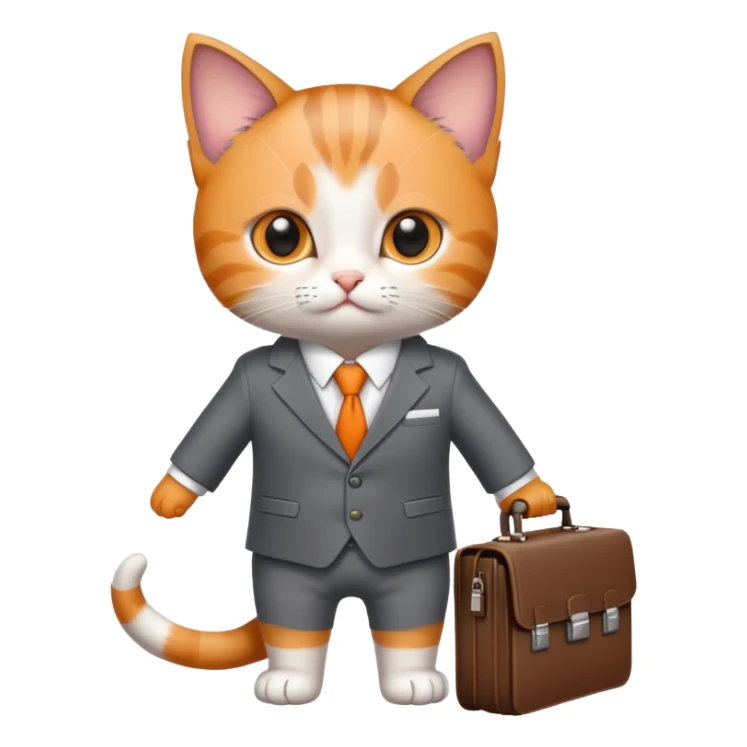 kitten in a suit holding a briefcase sticker
